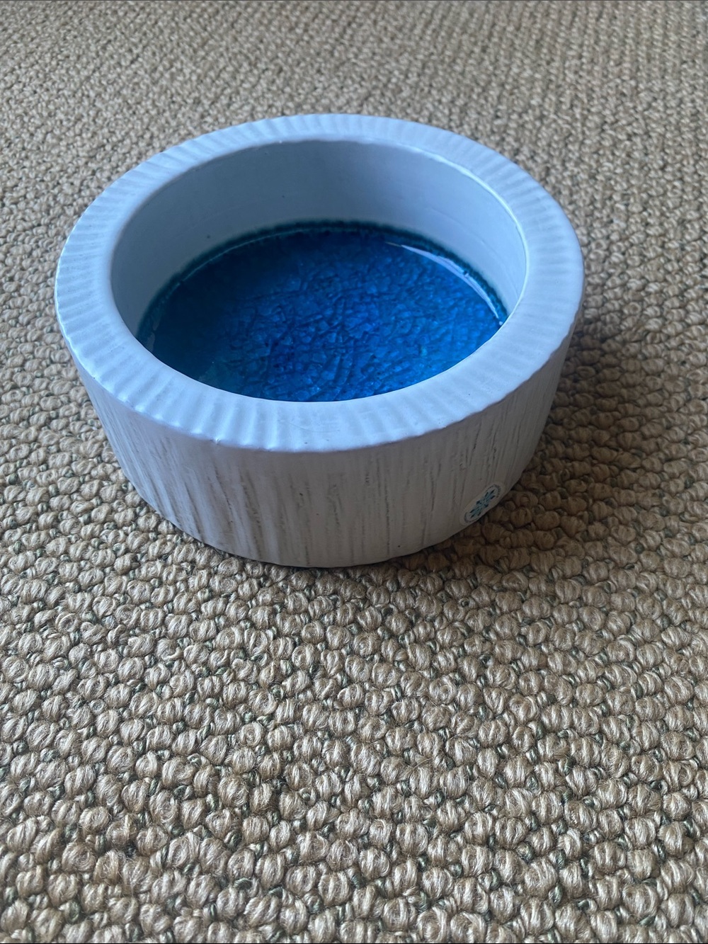 Jonathan Adler vintage Grog Ice Bowl pottery Blue Glazed Interior gorgeous